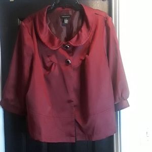 Cute oxblood blazer with Peter Pan collar